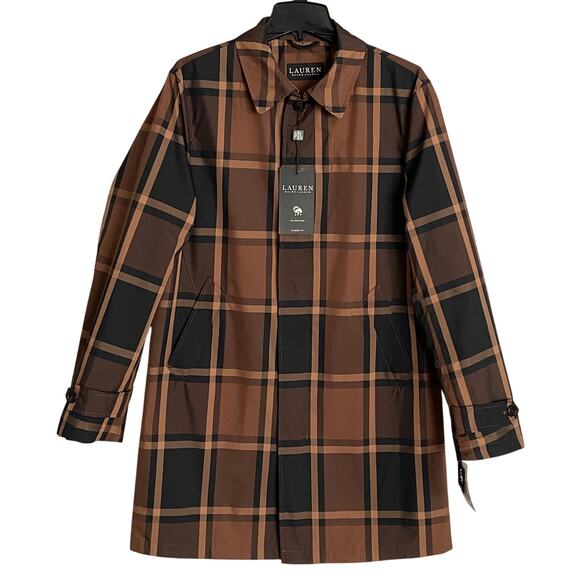 Lauren Ralph Lauren Men's 36 Regular Raincoat Stanza Brown Check NEW - Picture 1 of 15